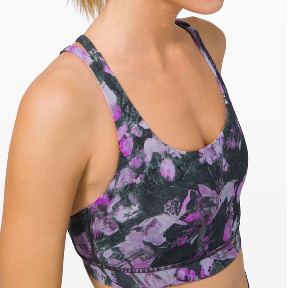 Lululemon energy sports bra floral shift multi purple grey black B-D cup - Picture 2 of 10